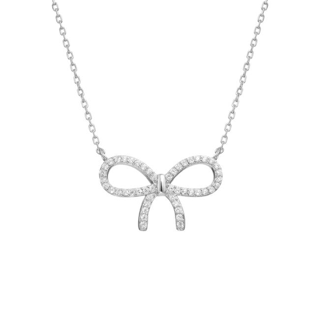 sparkly bow necklace