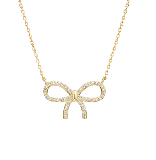 sparkly bow necklace
