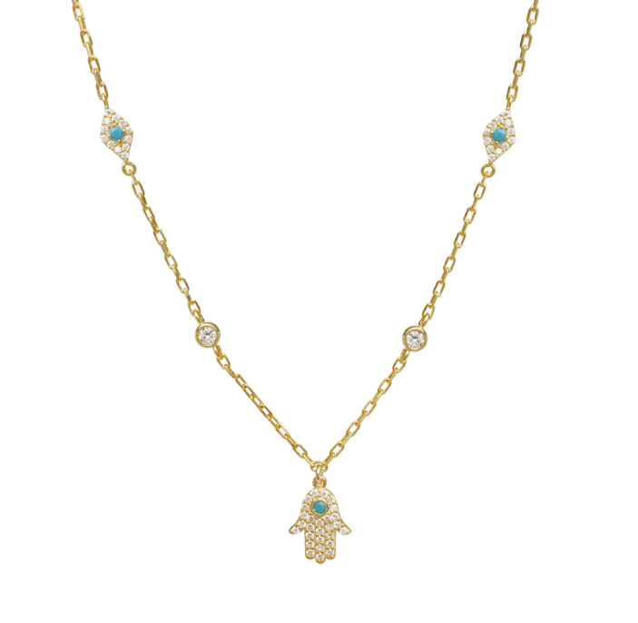 sparkly hamsa necklace