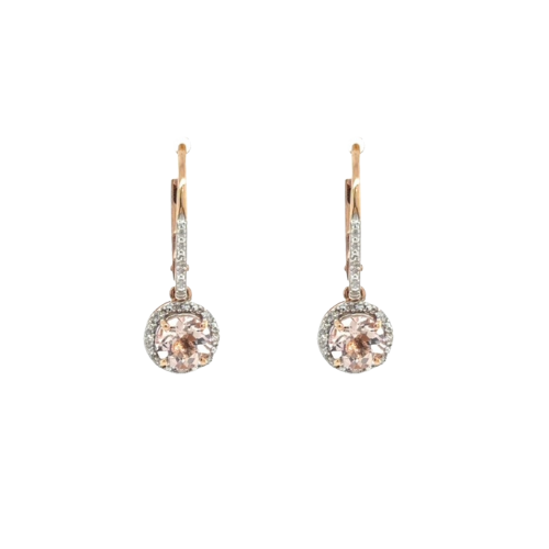 morganite and diamond earrings 10k rose gold Brancier Jewellers